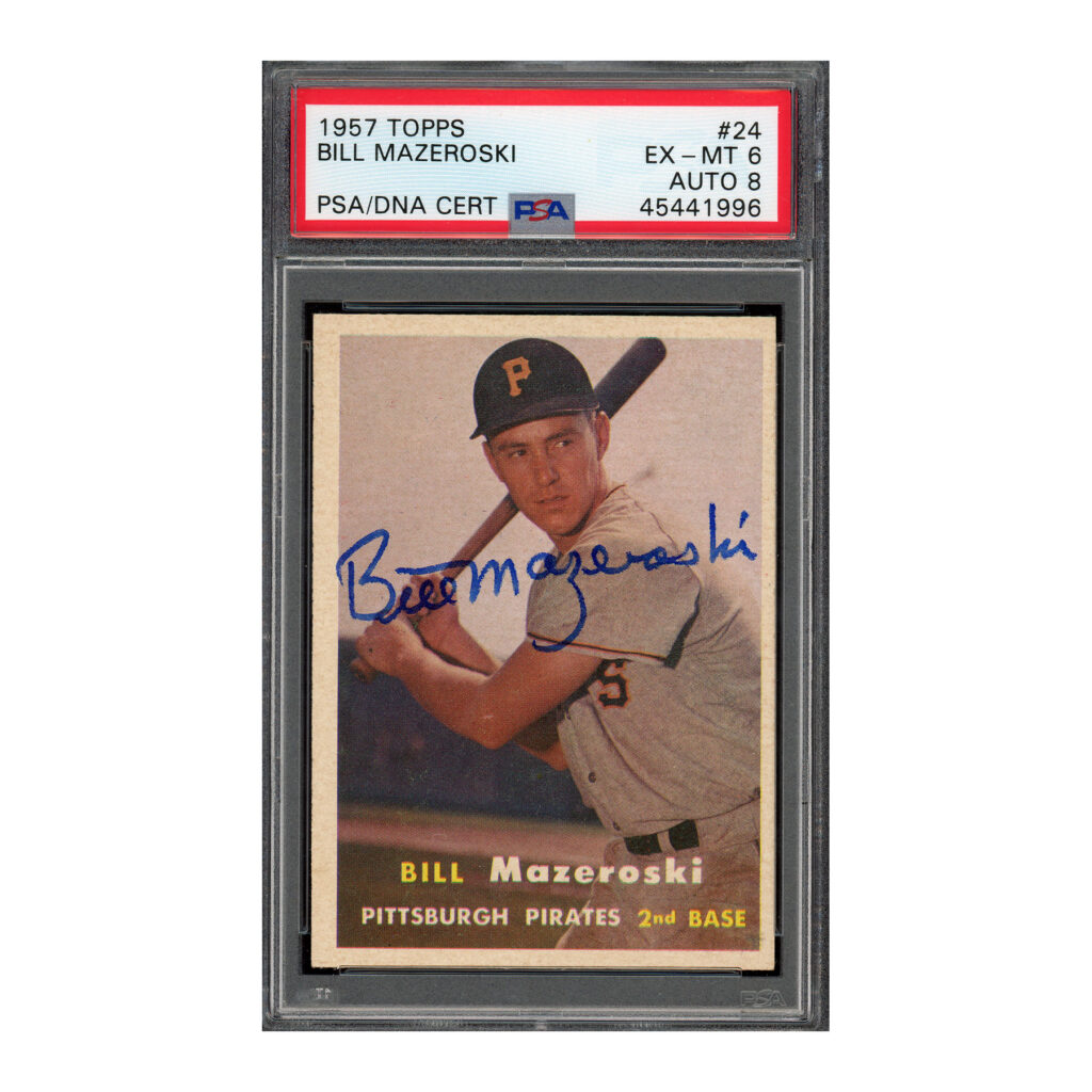 1957 Topps #24 Bill Mazeroski PSA 6 Auto 8