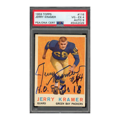 1959 Topps #116 Jerry Kramer PSA 4 Auto 9