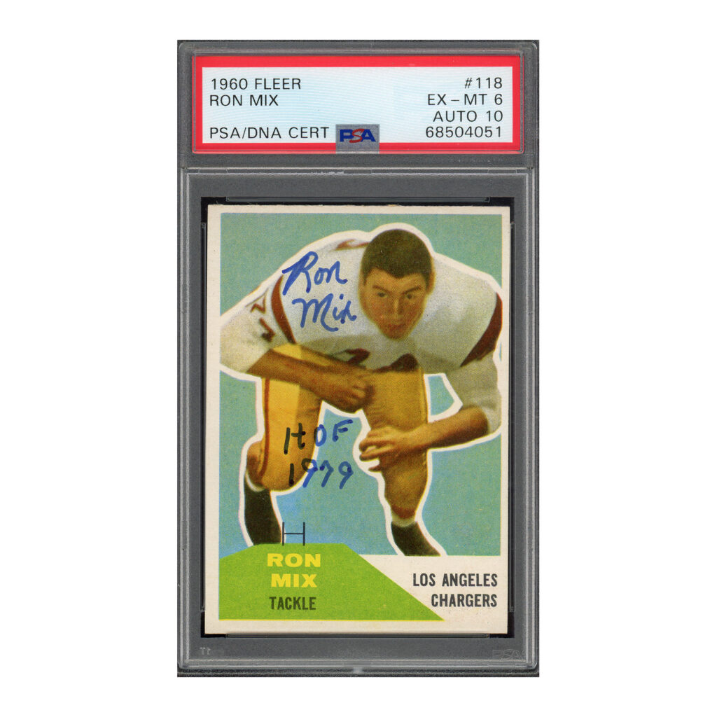 1960 Fleer #118 Ron Mix PSA 6 Auto 10
