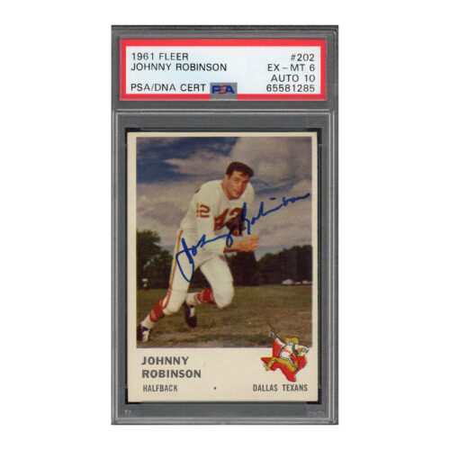 1961 Fleer #202 Johnny Robinson PSA 6 Auto 10