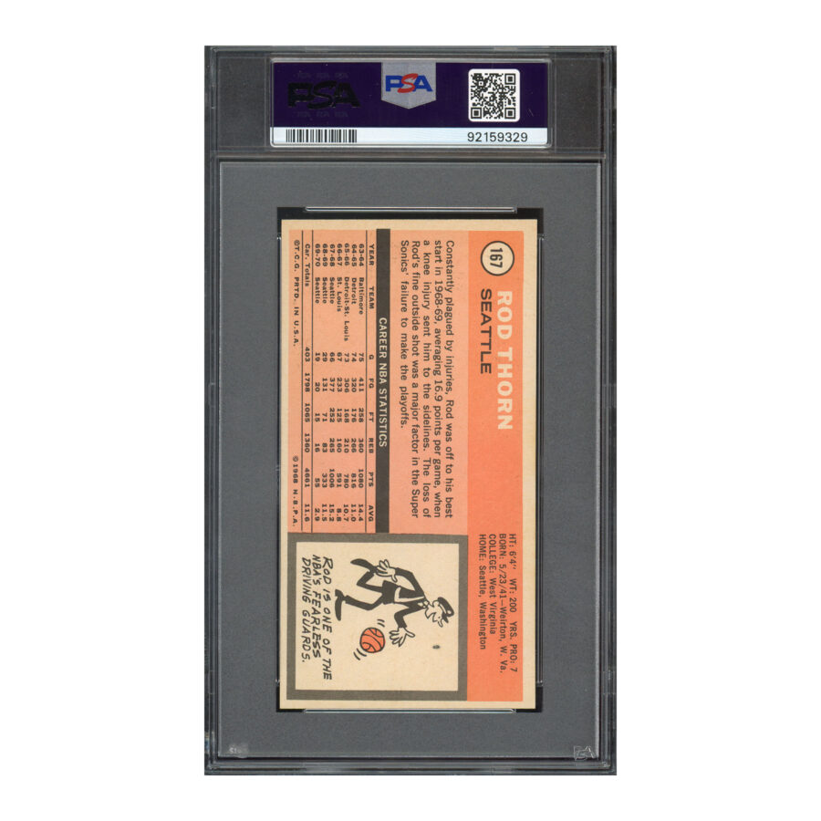 1970 Topps #167 Rod Thorn PSA 6 Auto 10 - Image 2