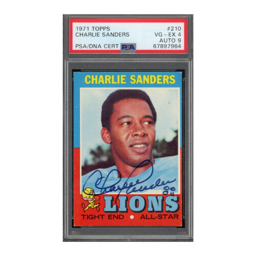 1971 Topps #210 Charlie Sanders PSA 4 Auto 9