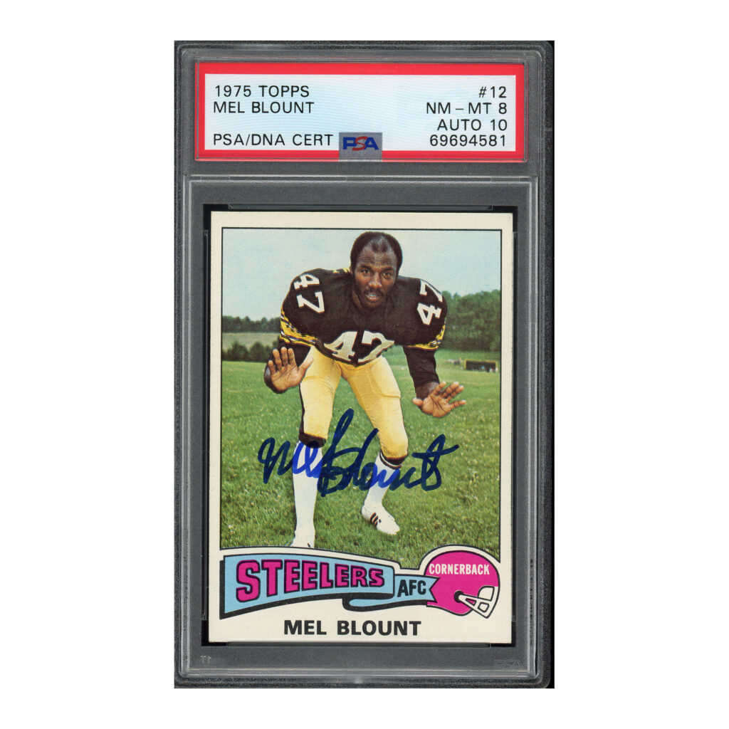 1975 Topps #12 Mel Blount PSA 8 Auto 10