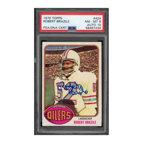 1976 Topps #424 Robert Brazile PSA 8 Auto 10