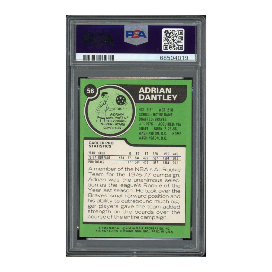 1977 Topps #56 Adrian Dantley PSA 7 Auto 10 - Image 2