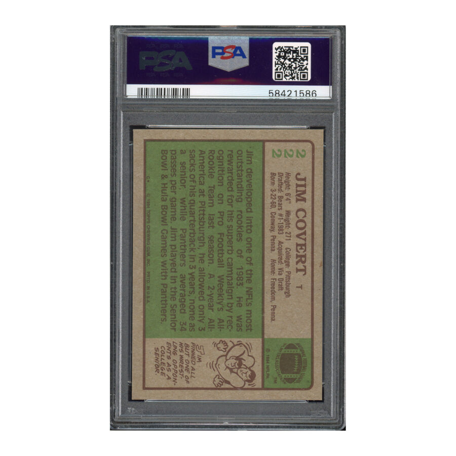 1984 Topps #222 Jim Covert PSA 7 Auto 10 - Image 2