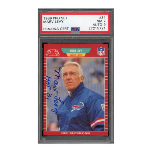 1989 Pro Set #34 Marv Levy PSA 7 Auto 9