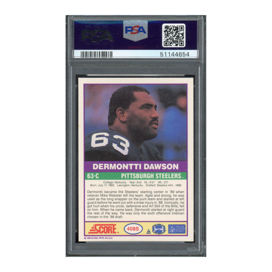 1989 Score Supplemental #408S Dermontti Dawson PSA 9 Auto 10 - Image 2