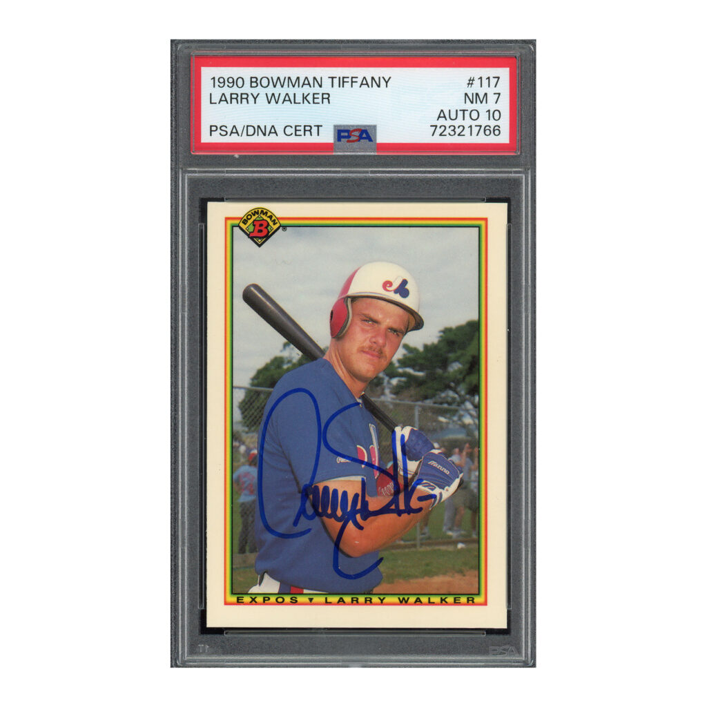 1990 Bowman Tiffany #117 Larry Walker PSA 7 Auto 10