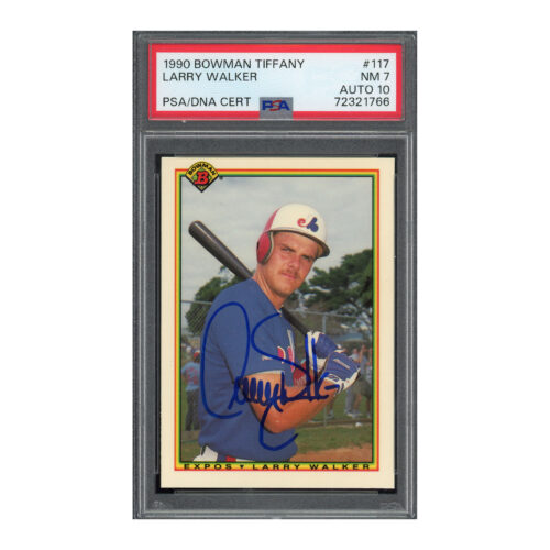 1990 Bowman Tiffany #117 Larry Walker PSA 7 Auto 10