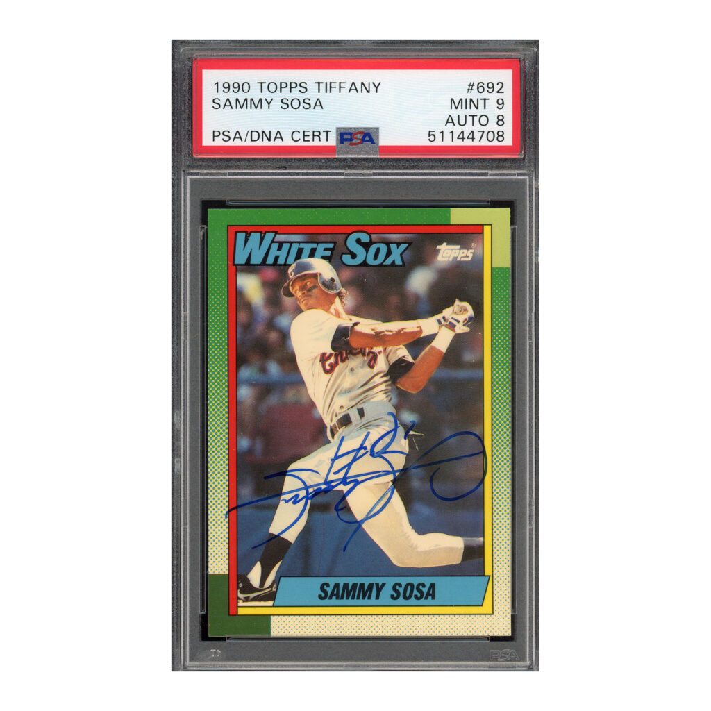 1990 Topps Tiffany #692 Sammy Sosa PSA 9 Auto 8