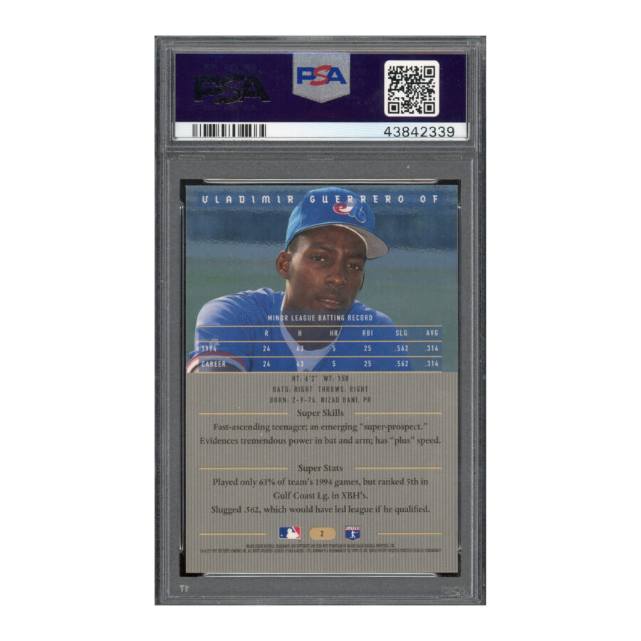 1995 Bowman's Best Blue #2 Vladimir Guerrero PSA 7 Auto 10 - Image 2