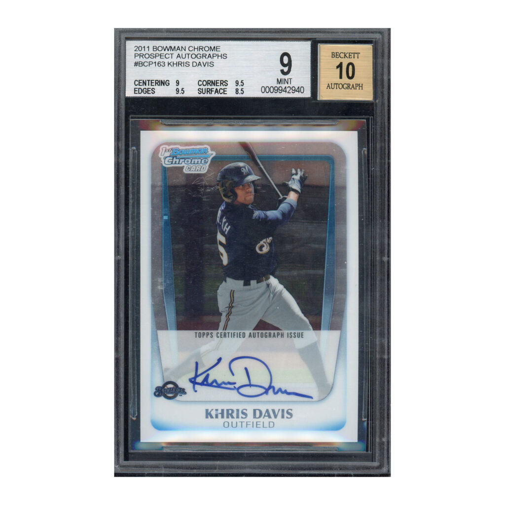 2011 Bowman Chrome Prospects #BCP163 Khris Davis BGS 9 Auto 10