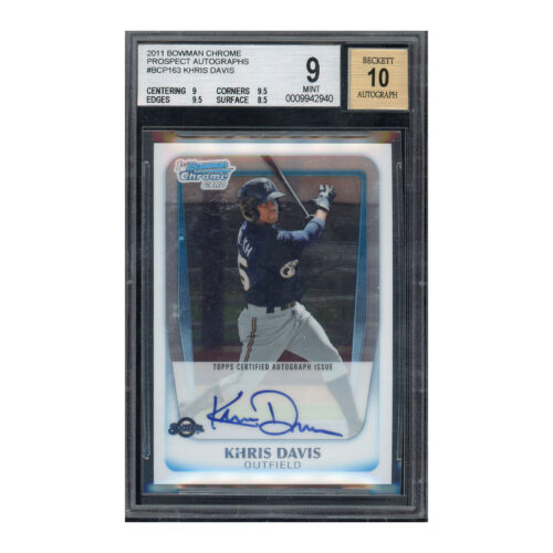 2011 Bowman Chrome Prospects #BCP163 Khris Davis BGS 9 Auto 10