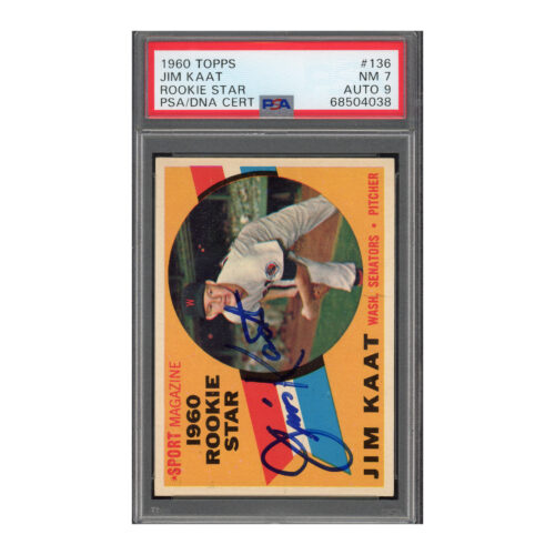 1960 Topps #136 Jim Kaat PSA 7 Auto 9