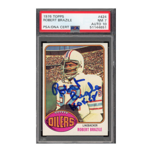 1976 Topps #424 Robert Brazile PSA 7 Auto 10
