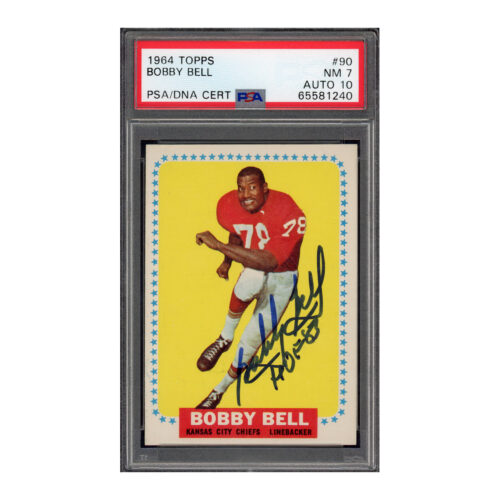 1964 Topps #90 Bobby Bell PSA 7 Auto 10