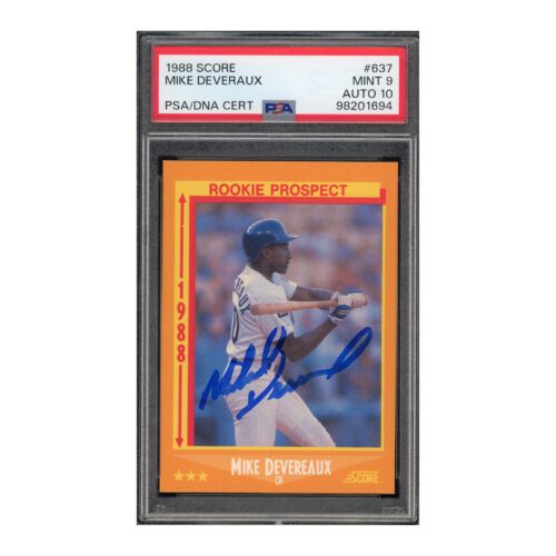 1988 Score #637 Mike Devereaux PSA 9 Auto 10