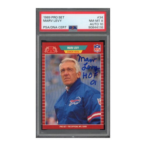 1989 Pro Set #34 Marv Levy PSA 8 Auto 10