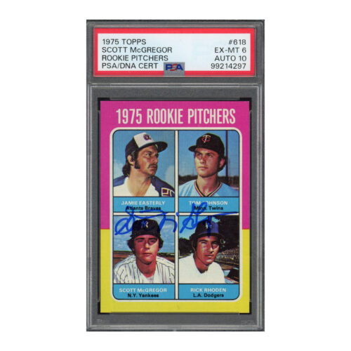 1975 Topps #618 Rookie Pitchers Scott McGregor PSA 6 Auto 10