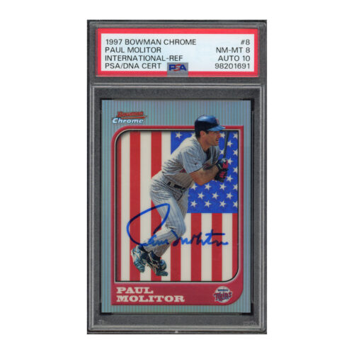 1997 Bowman Chrome International Refractor #8 Paul Molitor PSA 8 Auto 10