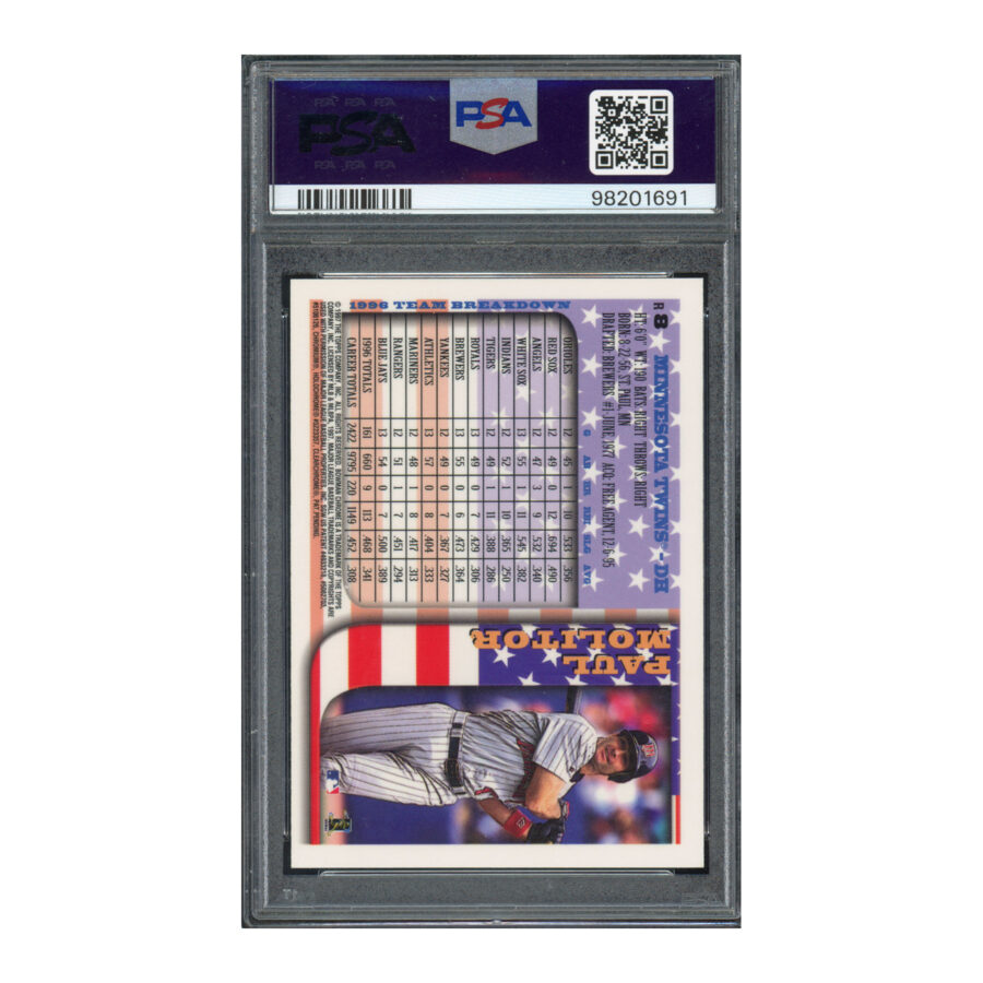 1997 Bowman Chrome International Refractor #8 Paul Molitor PSA 8 Auto 10 - Image 2