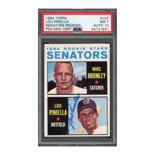 1964 Topps #167 Lou Piniella PSA 7 Auto 10