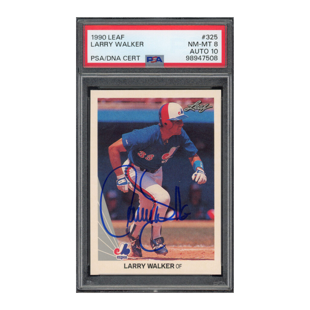 1990 Leaf #325 Larry Walker PSA 8 Auto 10