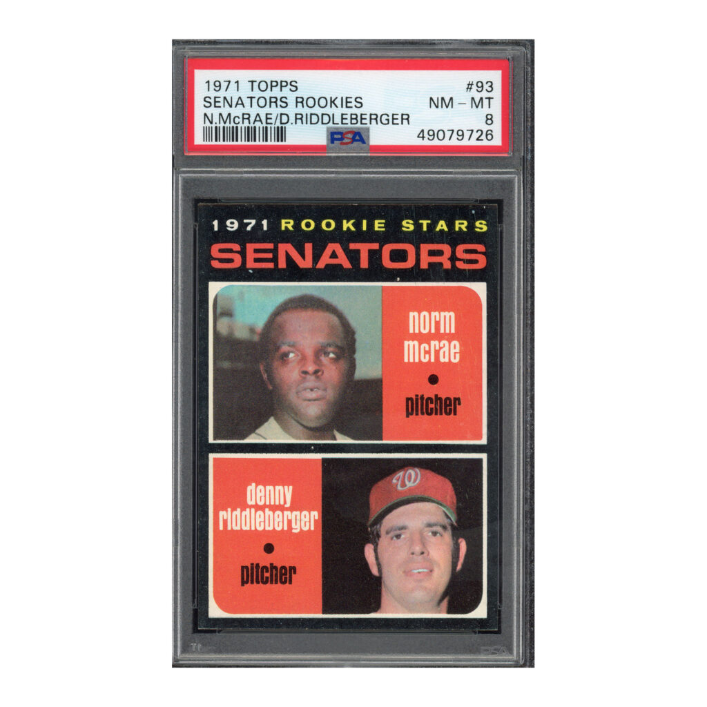 1971 Topps #93 Norm McRae Denny Riddleberger PSA 8