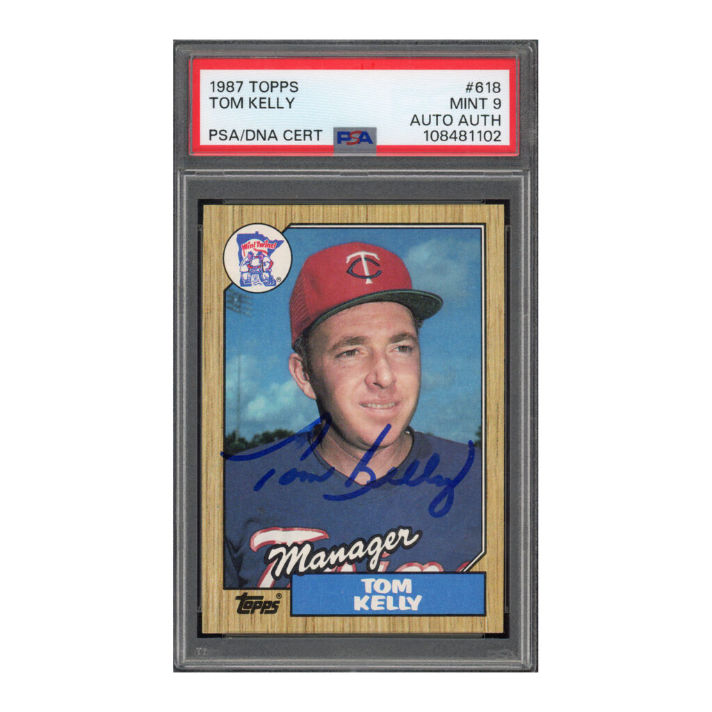 1987 Topps #618 Tom Kelly PSA 9 Auto