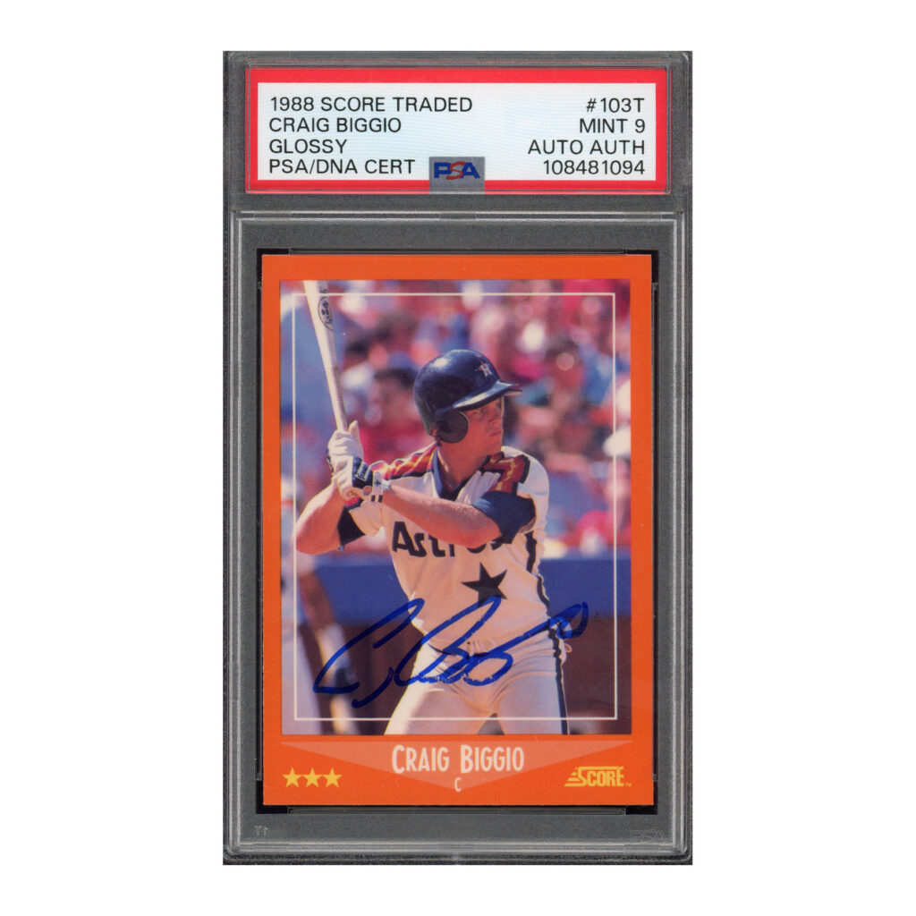 1988 Score Traded Glossy #103T Craig Biggio PSA 8 Auto