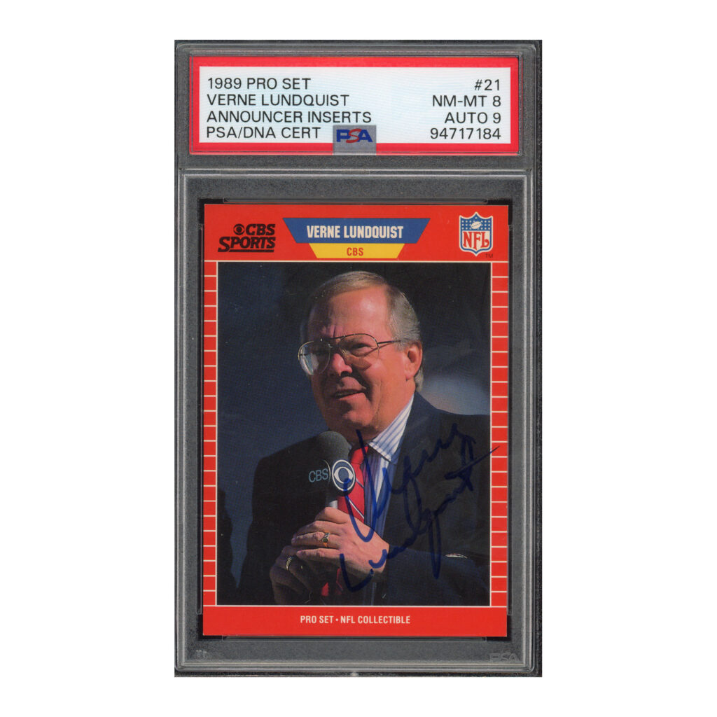 1989 Pro Set Announcers #21 Verne Lundquist PSA 8 Auto 9
