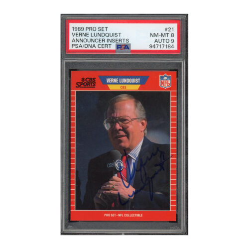 1989 Pro Set Announcers #21 Verne Lundquist PSA 8 Auto 9