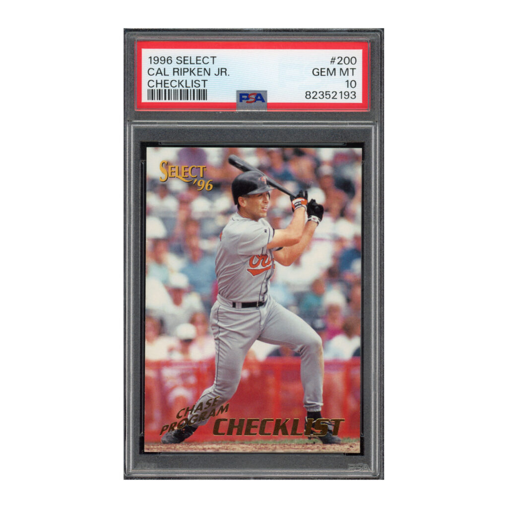 1996 Select Checklist #200 Cal Ripken PSA 10