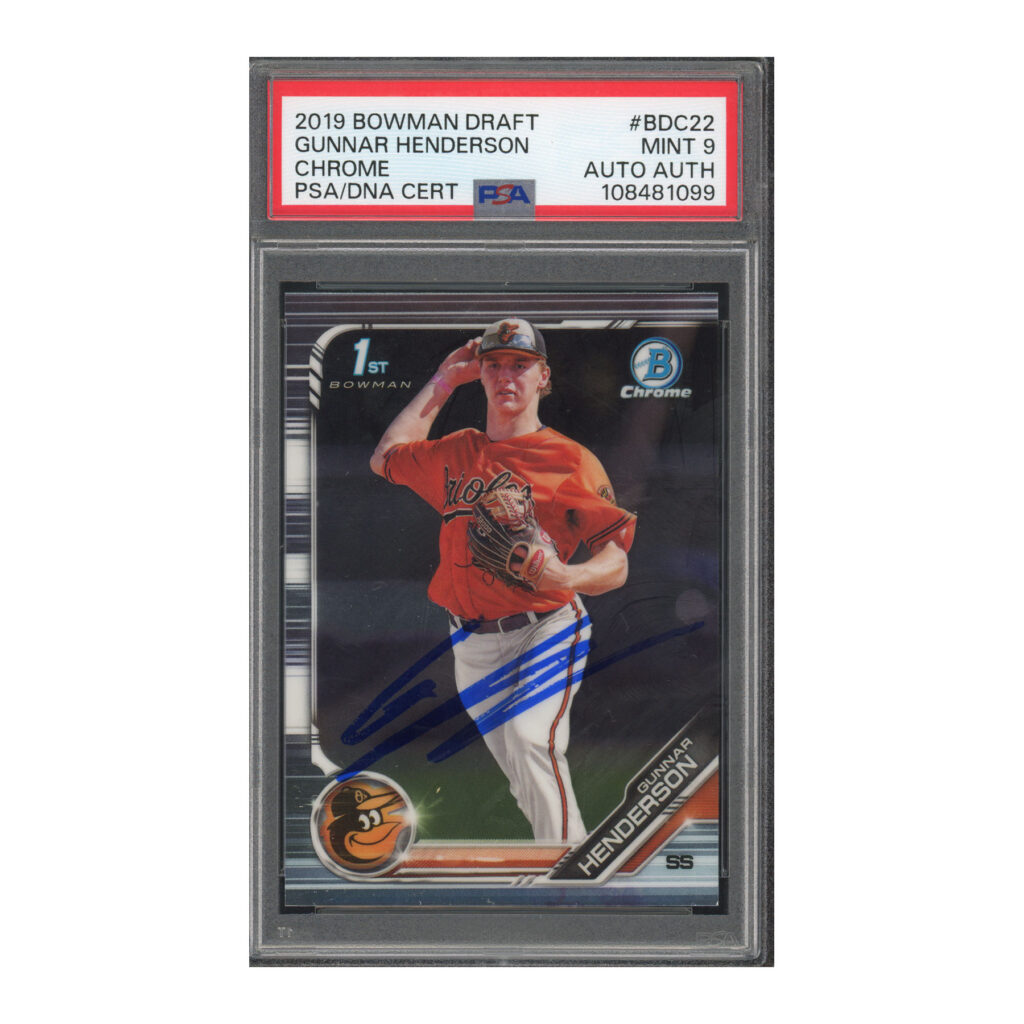 2019 Bowman Draft Chrome #BDC22 Gunnar Henderson PSA 9 Auto