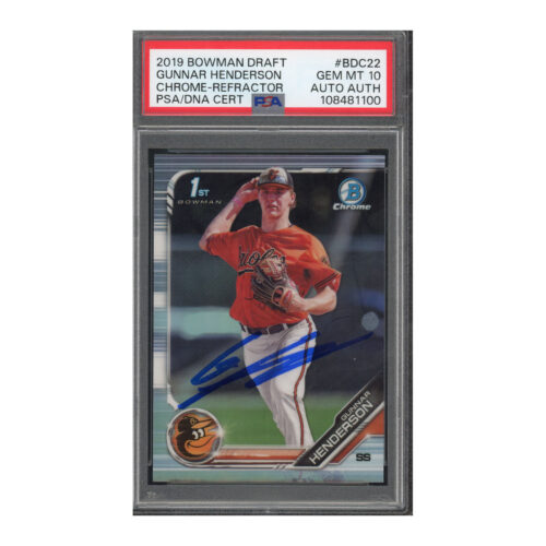 2019 Bowman Draft Chrome Refractor #BDC22 Gunnar Henderson PSA 10 Auto