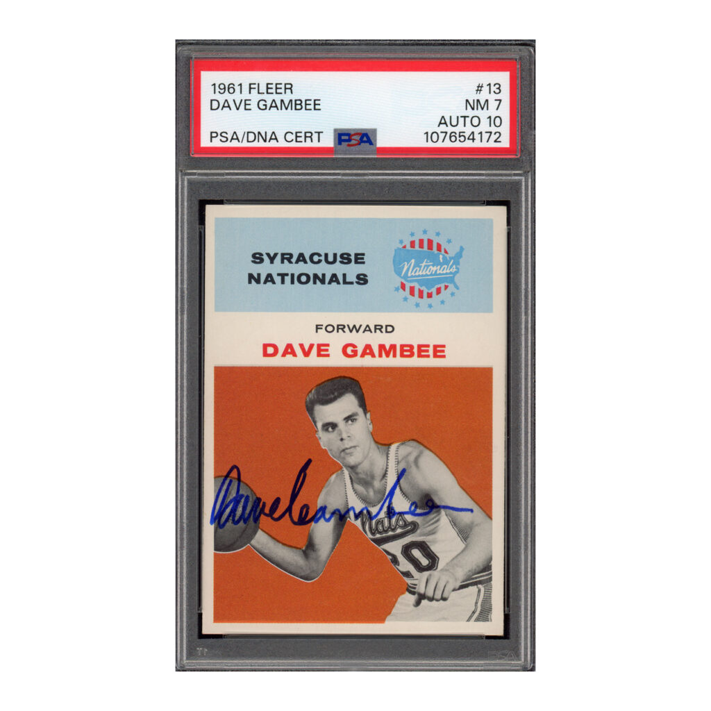 1961 Fleer #13 Dave Gambee PSA 7 Auto 10