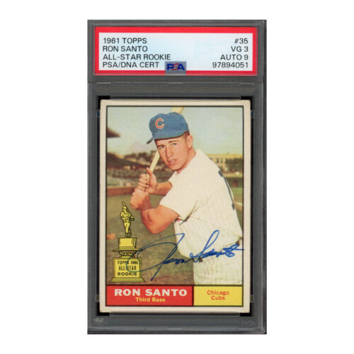 1961 Topps #35 Ron Santo PSA 3 Auto 9