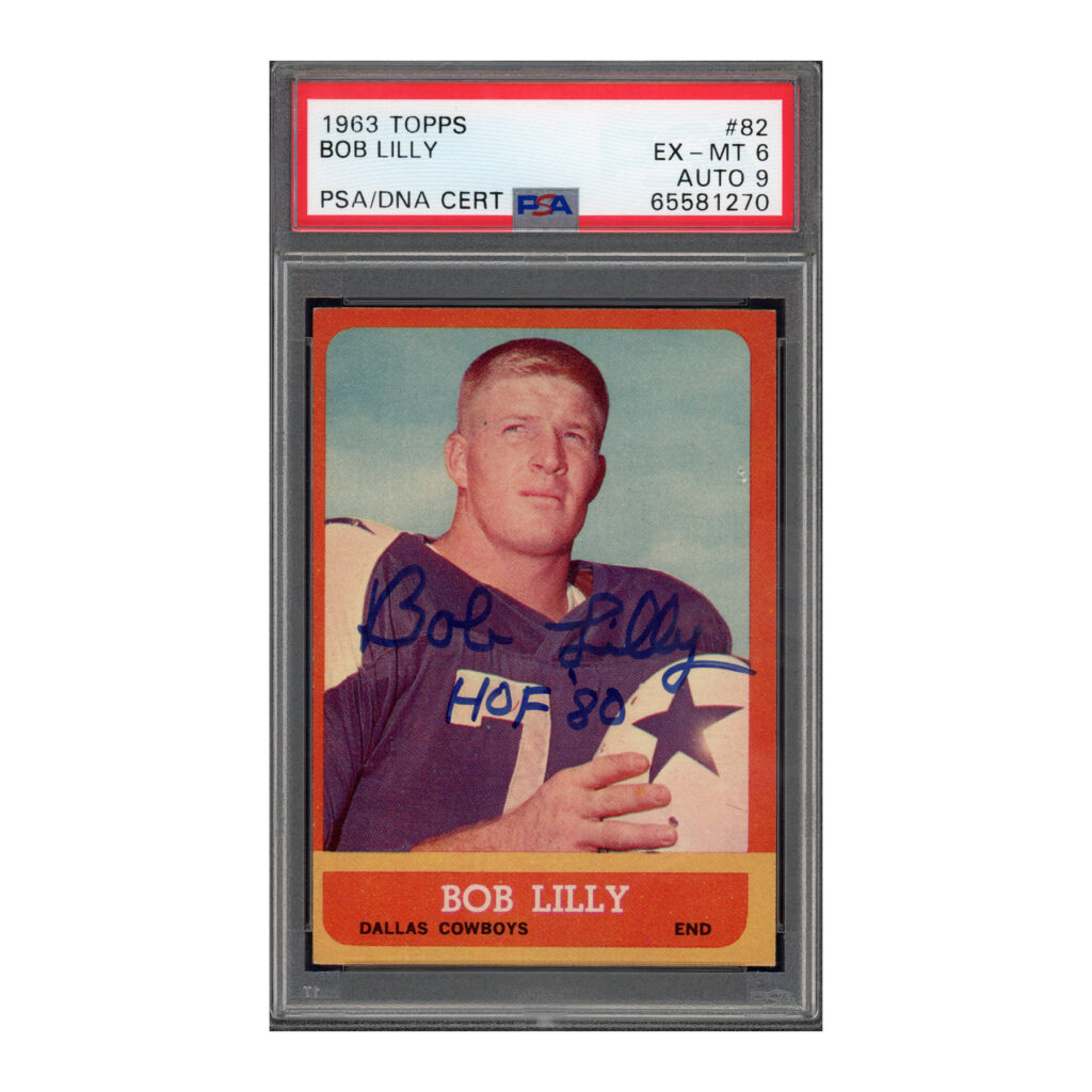 1963 Topps #82 Bob Lilly PSA 6 Auto 9