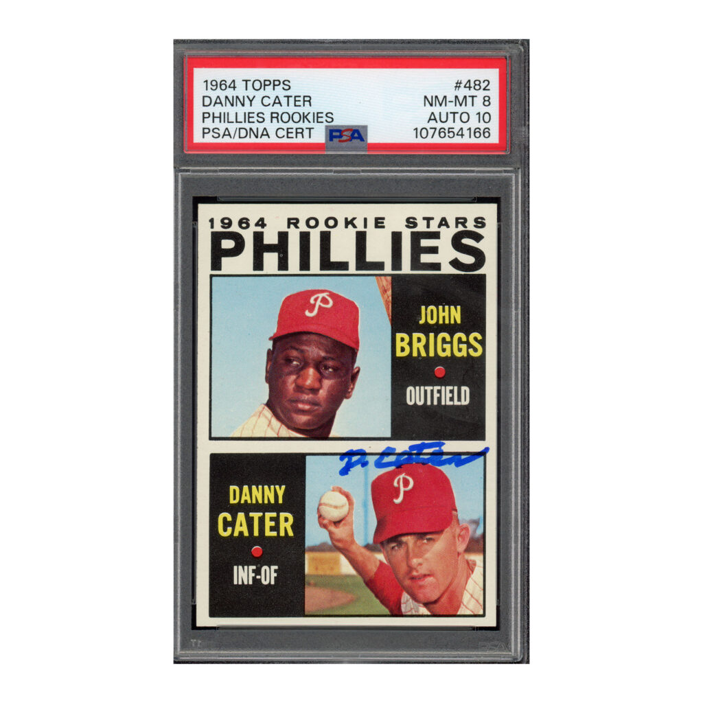 1964 Topps #482 Danny Cater PSA 8 Auto 10