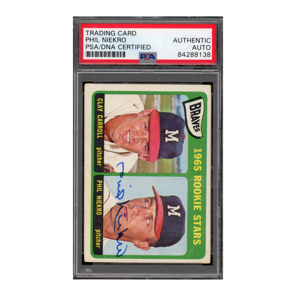 1965 Topps #461 Clay Carroll Phil Niekro PSA Auto