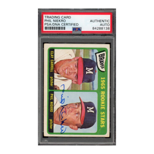 1965 Topps #461 Clay Carroll Phil Niekro PSA Auto