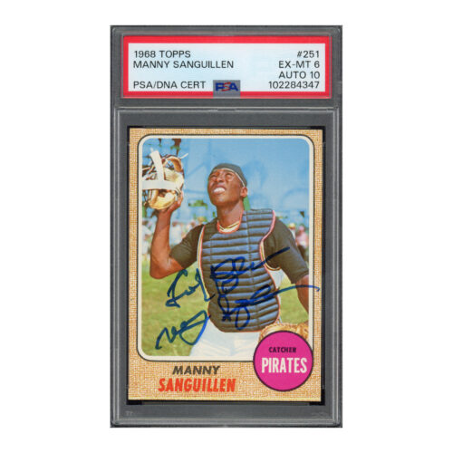 1968 Topps #251 Manny Sanguillen PSA 6 Auto 10
