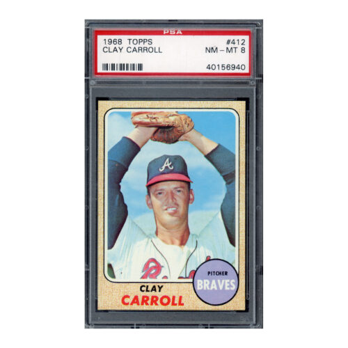 1968 Topps #412 Clay Carroll PSA 8