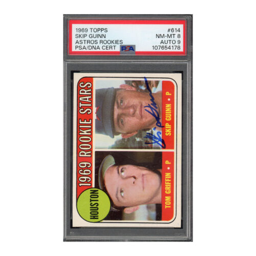 1969 Topps #614 Skip Guinn PSA 8 Auto 9