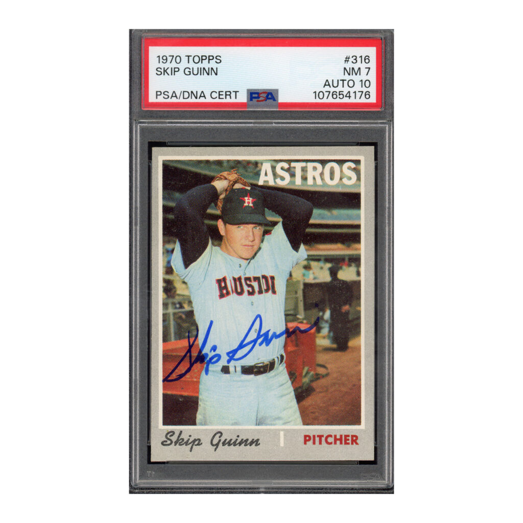 1970 Topps #316 Skip Guinn PSA 7 Auto 10