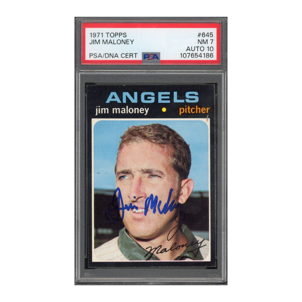 1971 Topps #645 Jim Maloney PSA 7 Auto 10