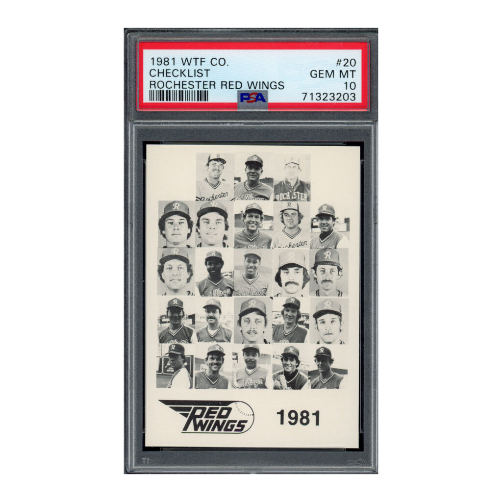 1981 WTF Co. Rochester Red Wings Checklist Cal Ripken #20 PSA 10