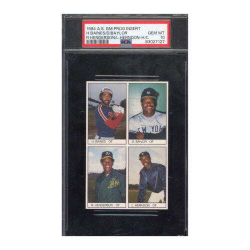 1984 All-Star Game Insert Panel Baines Baylor Rickey Henderson PSA 10