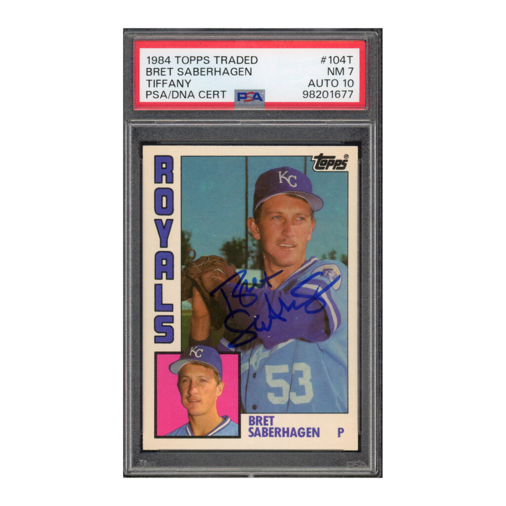 1984 Topps Traded Tiffany #104T Bret Saberhagen PSA 7 Auto 10
